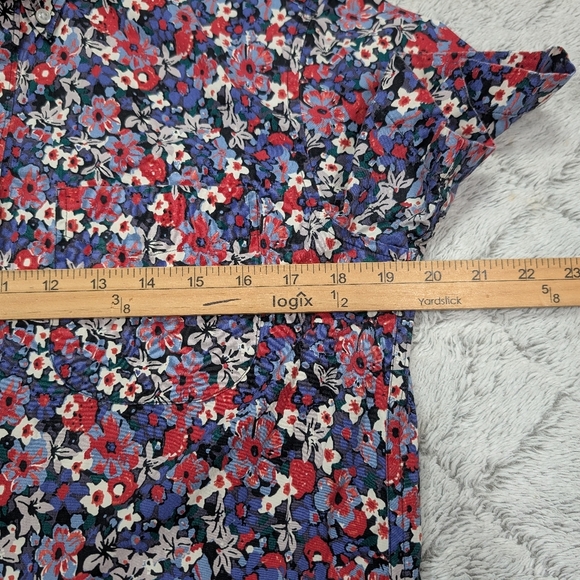 J. Crew Shirt Mens S Blue Red Floral Short Sleeve Stretch Secret Wash Cotton - Picture 4 of 7